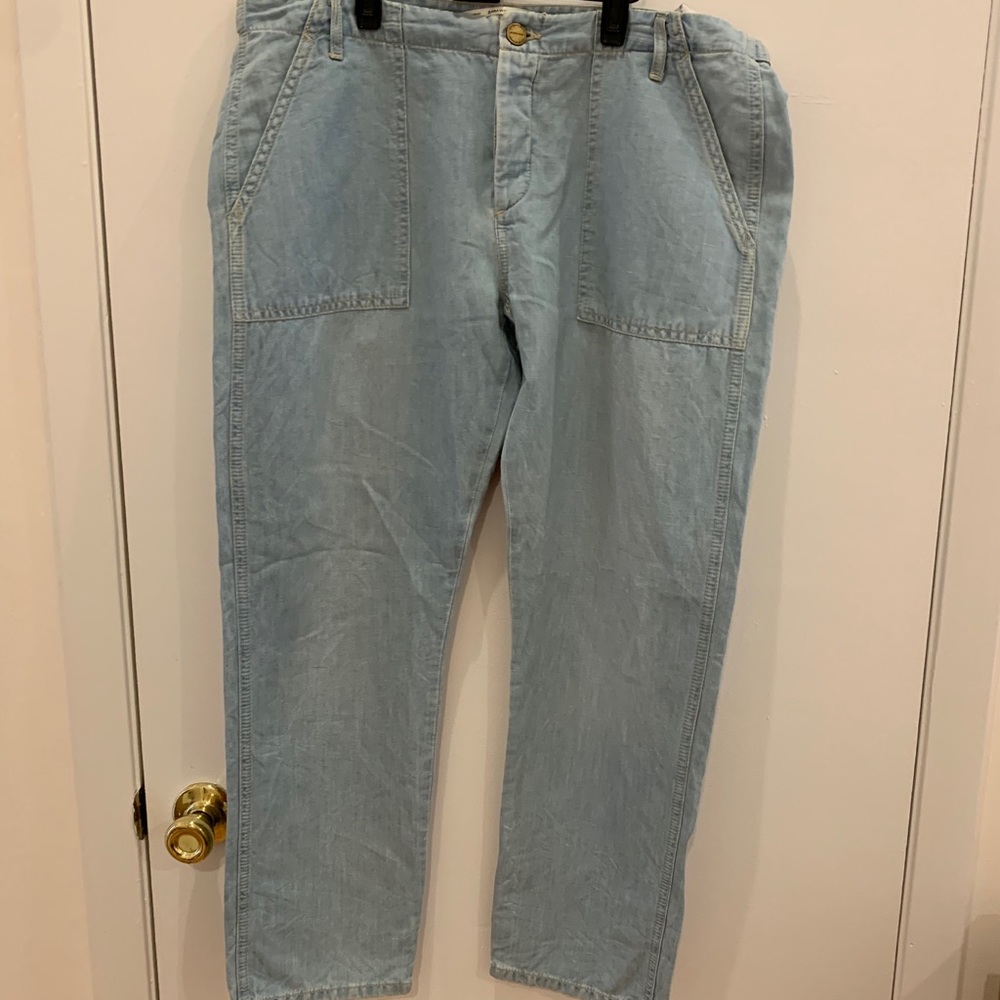 Zara Woman cotton/linen button fly pants